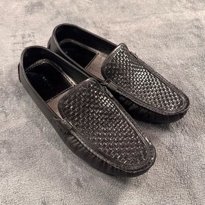 Zanzara Elegant Black Woven Leather Slip-Ons